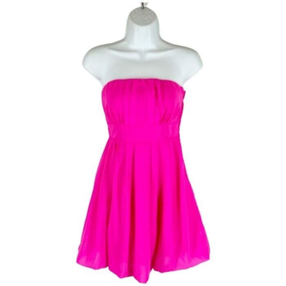 Charlotte Russe XS Hot Pink Party Prom Dress Strapless Mini Bubble Hem